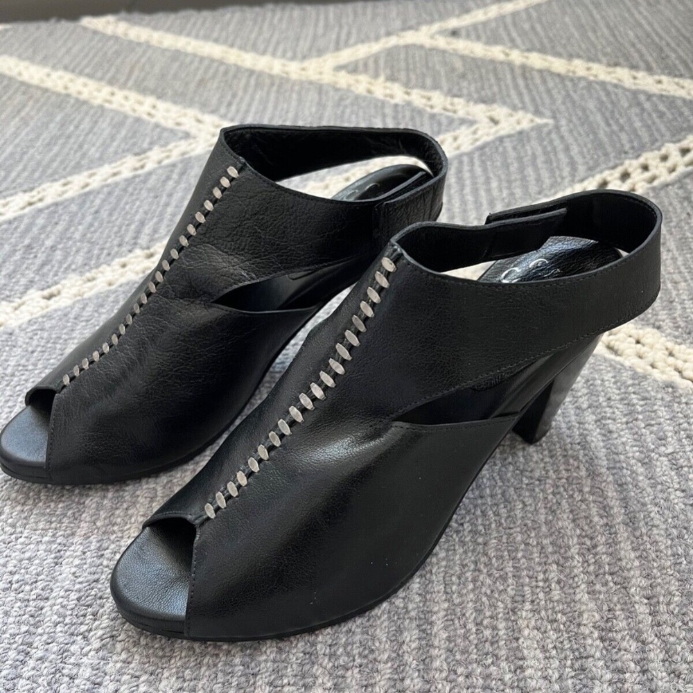 Calleen Cordero Basia HL black and silver bootie sandals, 8